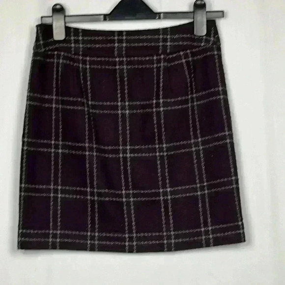 Loft Womens Mini Skirt Burgundy Gray 2P Faux Buttons Side Zip Lined Wool Pencil - Picture 7 of 10